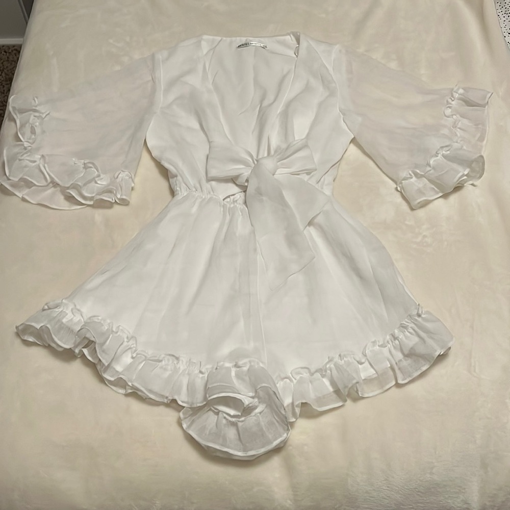 White Ruffle Romper